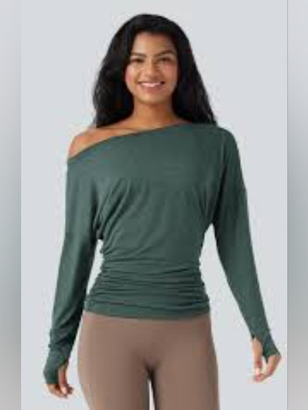 Halara Boat Neck Long Sleeve Ruched Casual Top Size Large